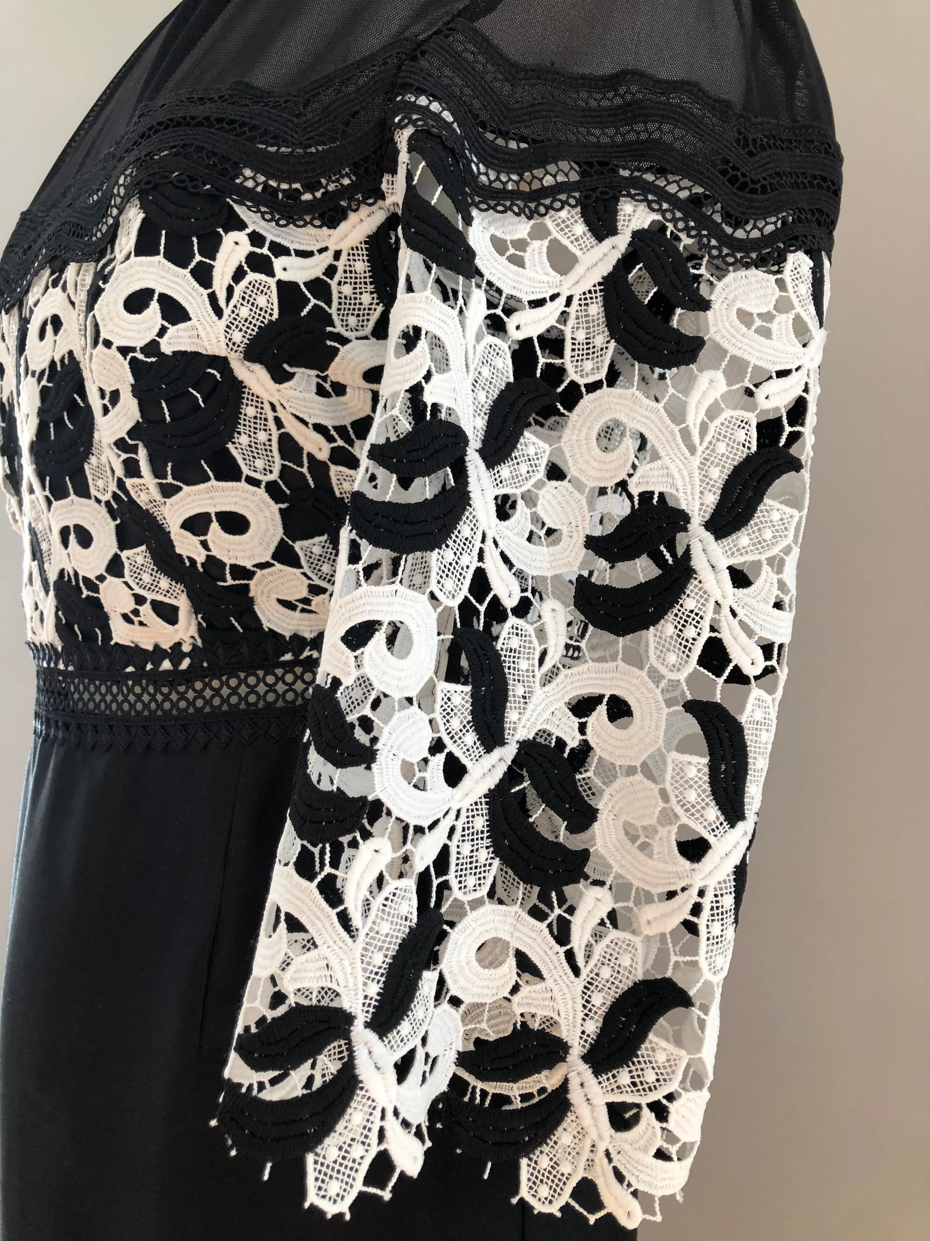 RR • Lace and Satin Black and white dress
