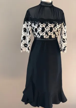 RR • Lace and Satin Black and white dress