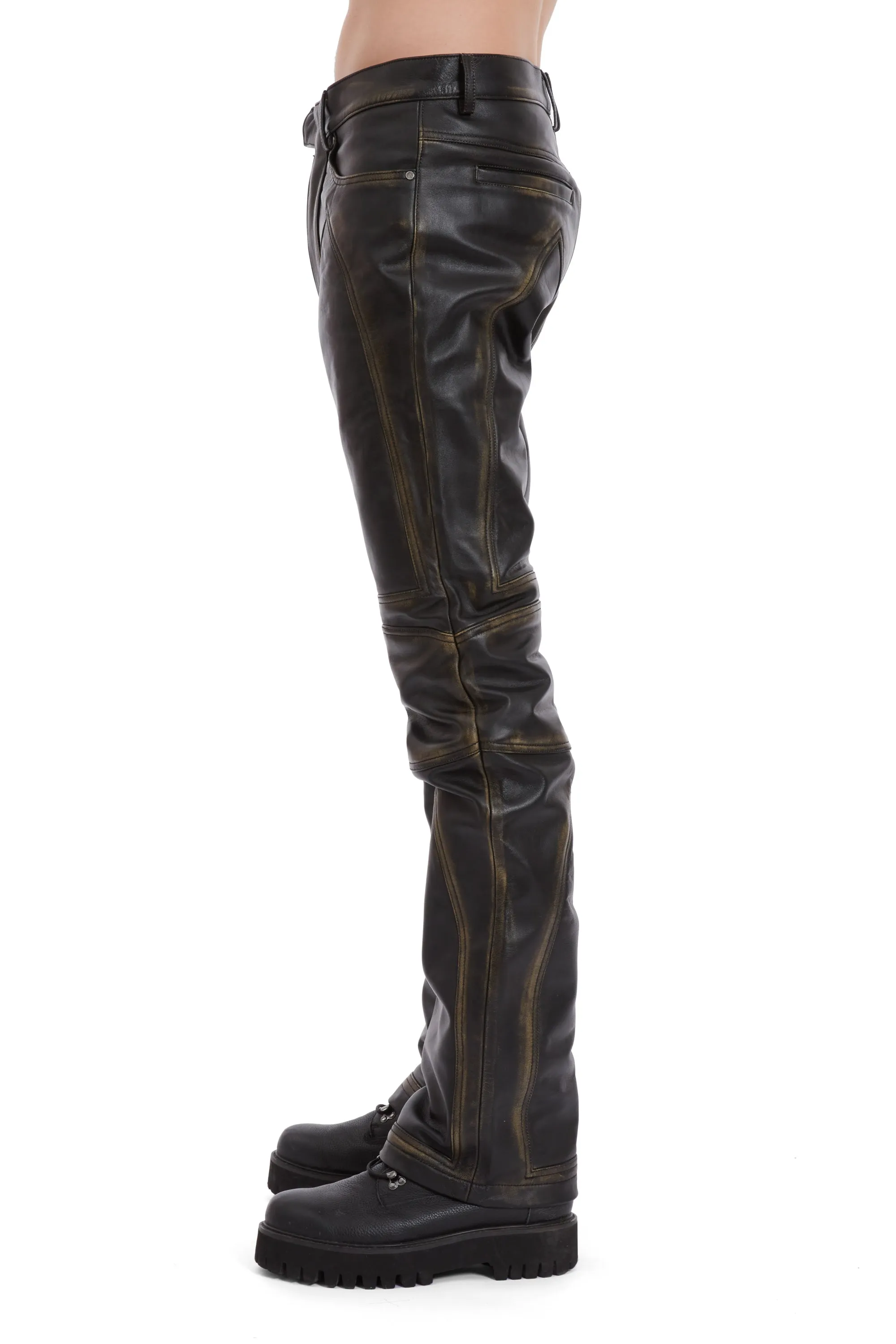 RUB OFF LEATHER MOTO PANTS