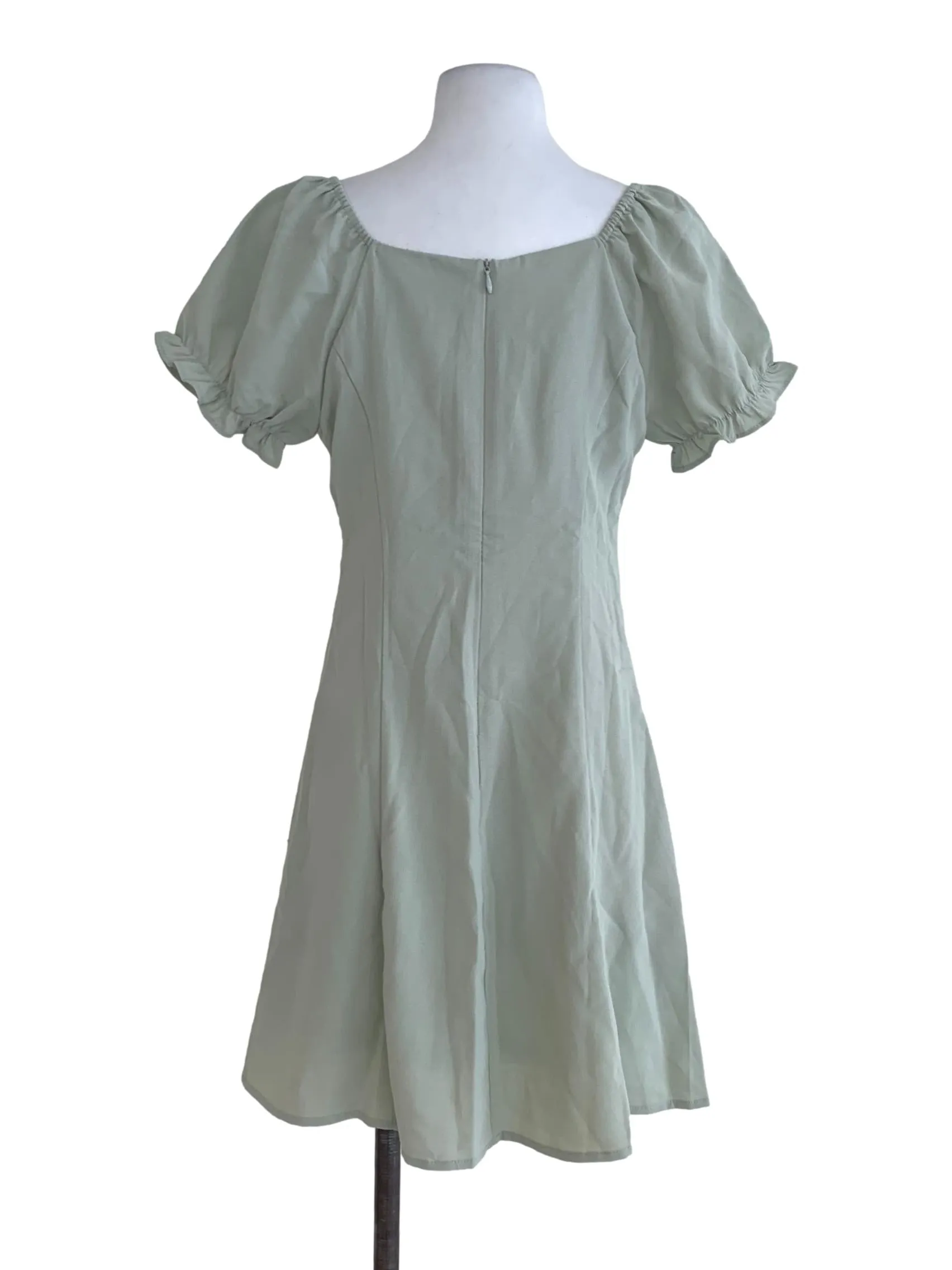 Sage Green Plain Sheath Dress