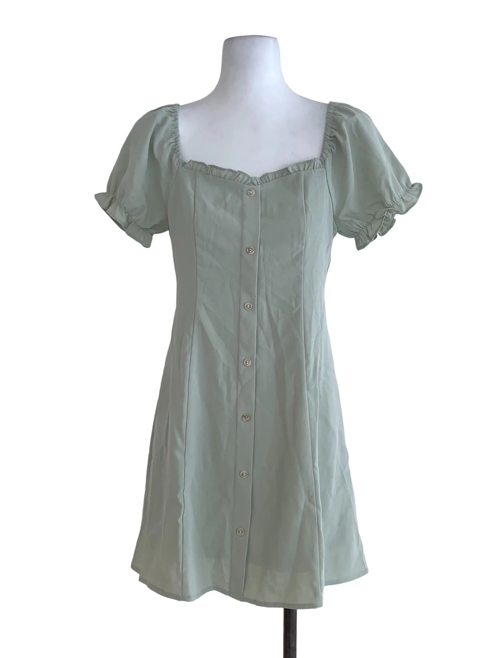 Sage Green Plain Sheath Dress