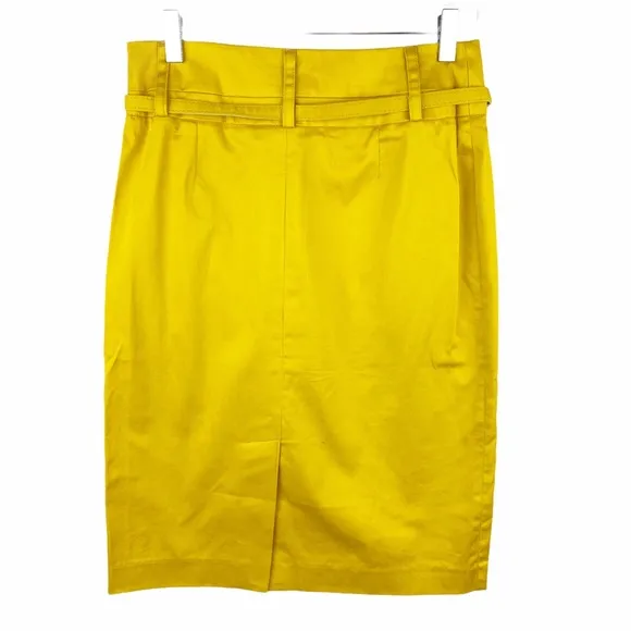 SANDRO Gold Mustard Yellow Belted Pencil Skirt 2