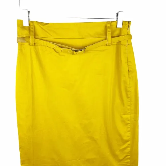 SANDRO Gold Mustard Yellow Belted Pencil Skirt 2