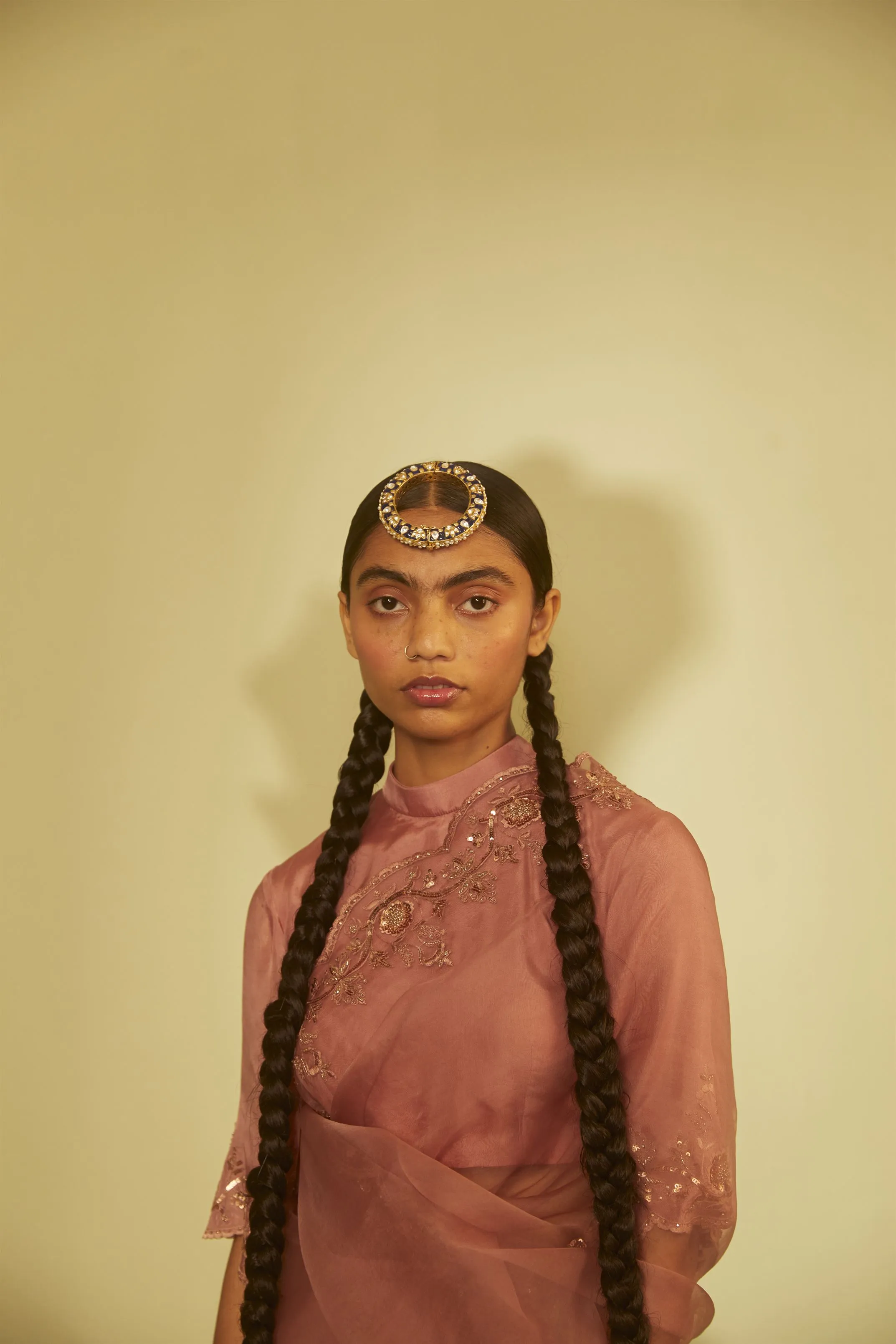 Sarang Kaur Avoca Salmon Sunshine Cutwork saree Organza silk Blouse piece Habutai silk Jhoomar SK01183