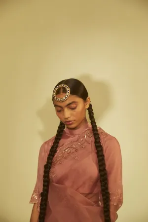 Sarang Kaur Avoca Salmon Sunshine Cutwork saree Organza silk Blouse piece Habutai silk Jhoomar SK01183