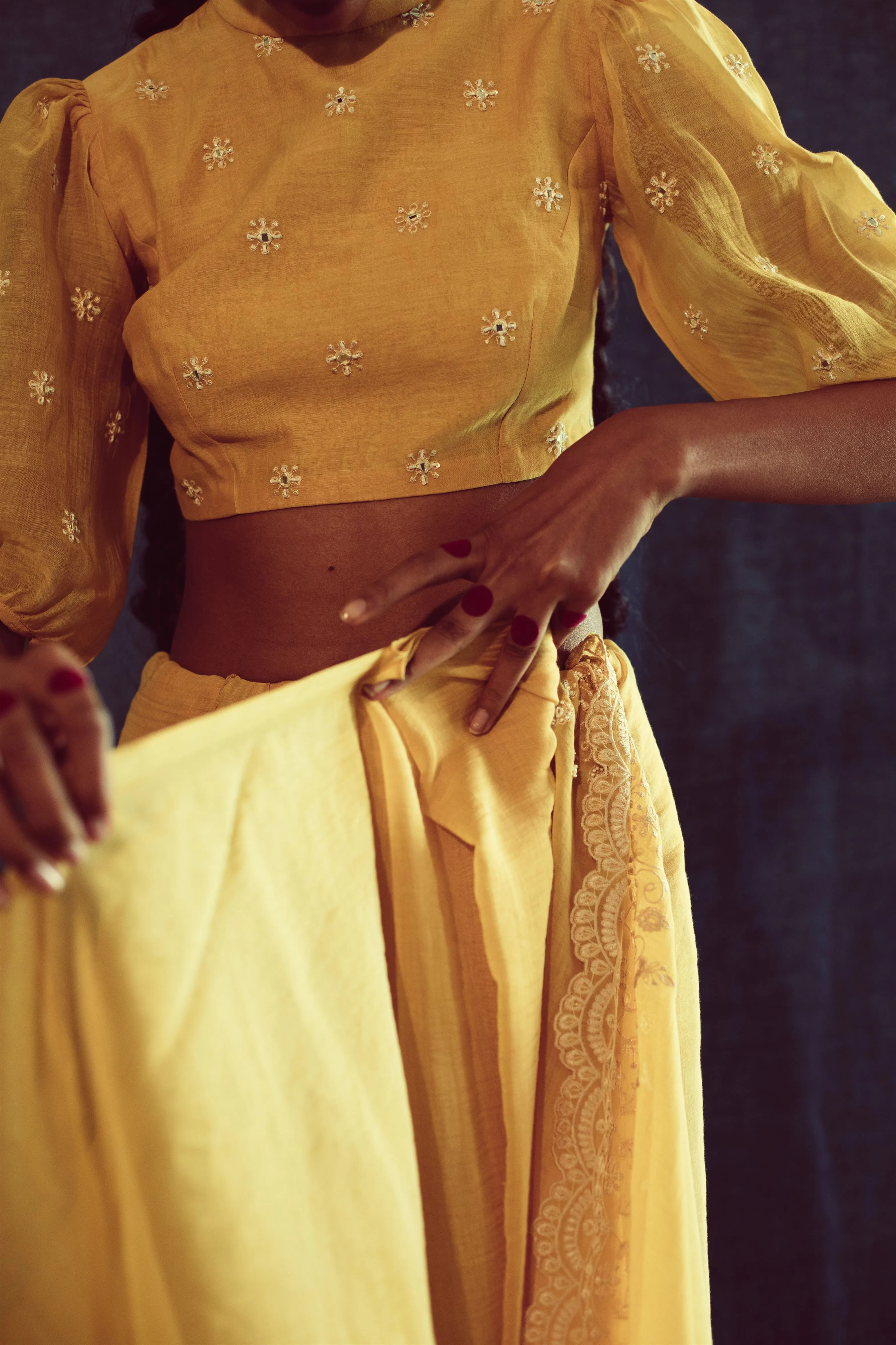 Sarang Kaur Scarborough Mango Chandni saree Chanderi silk Blouse piece Chanderi silk Chandni SK01293