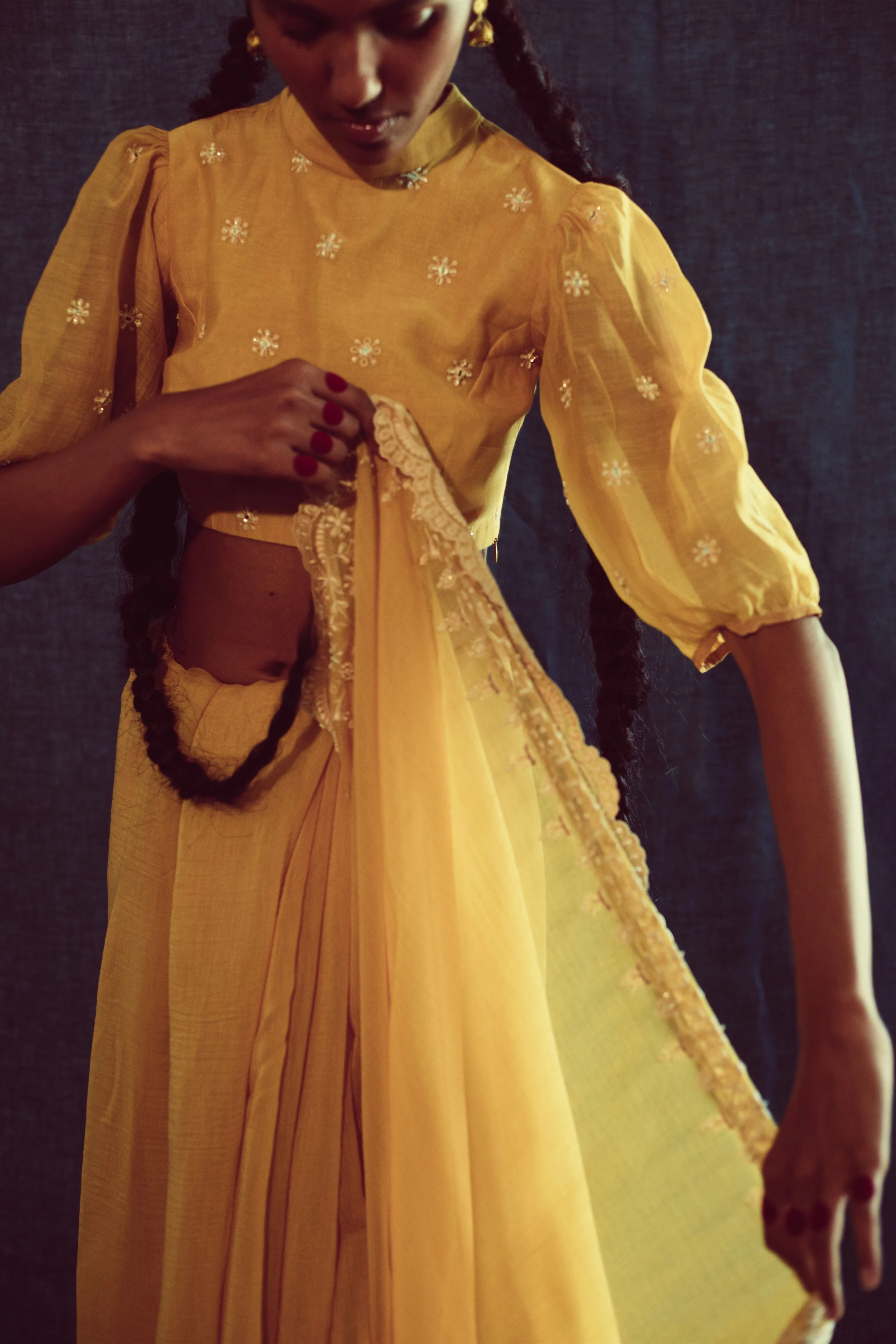 Sarang Kaur Scarborough Mango Chandni saree Chanderi silk Blouse piece Chanderi silk Chandni SK01293