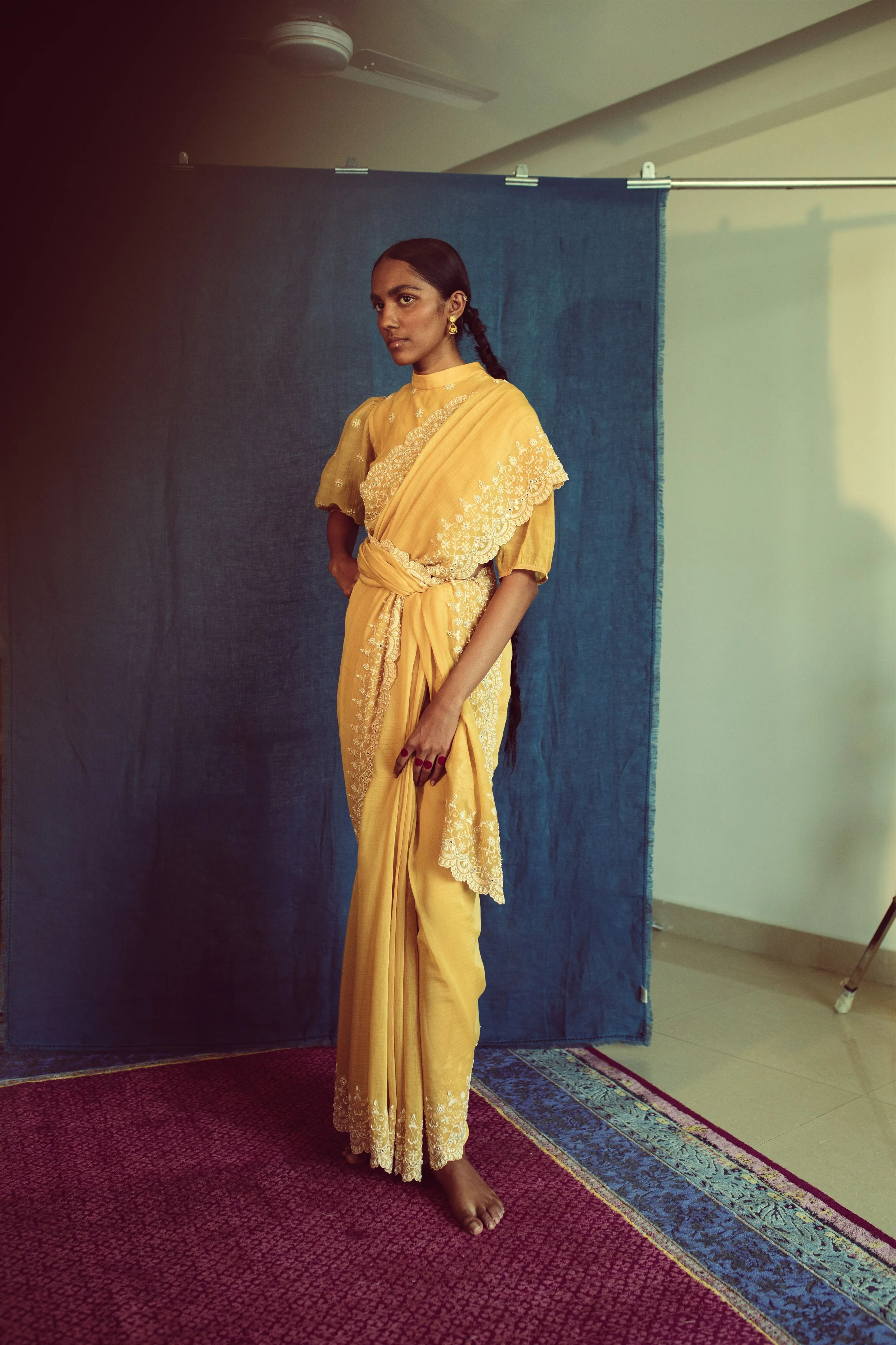 Sarang Kaur Scarborough Mango Chandni saree Chanderi silk Blouse piece Chanderi silk Chandni SK01293