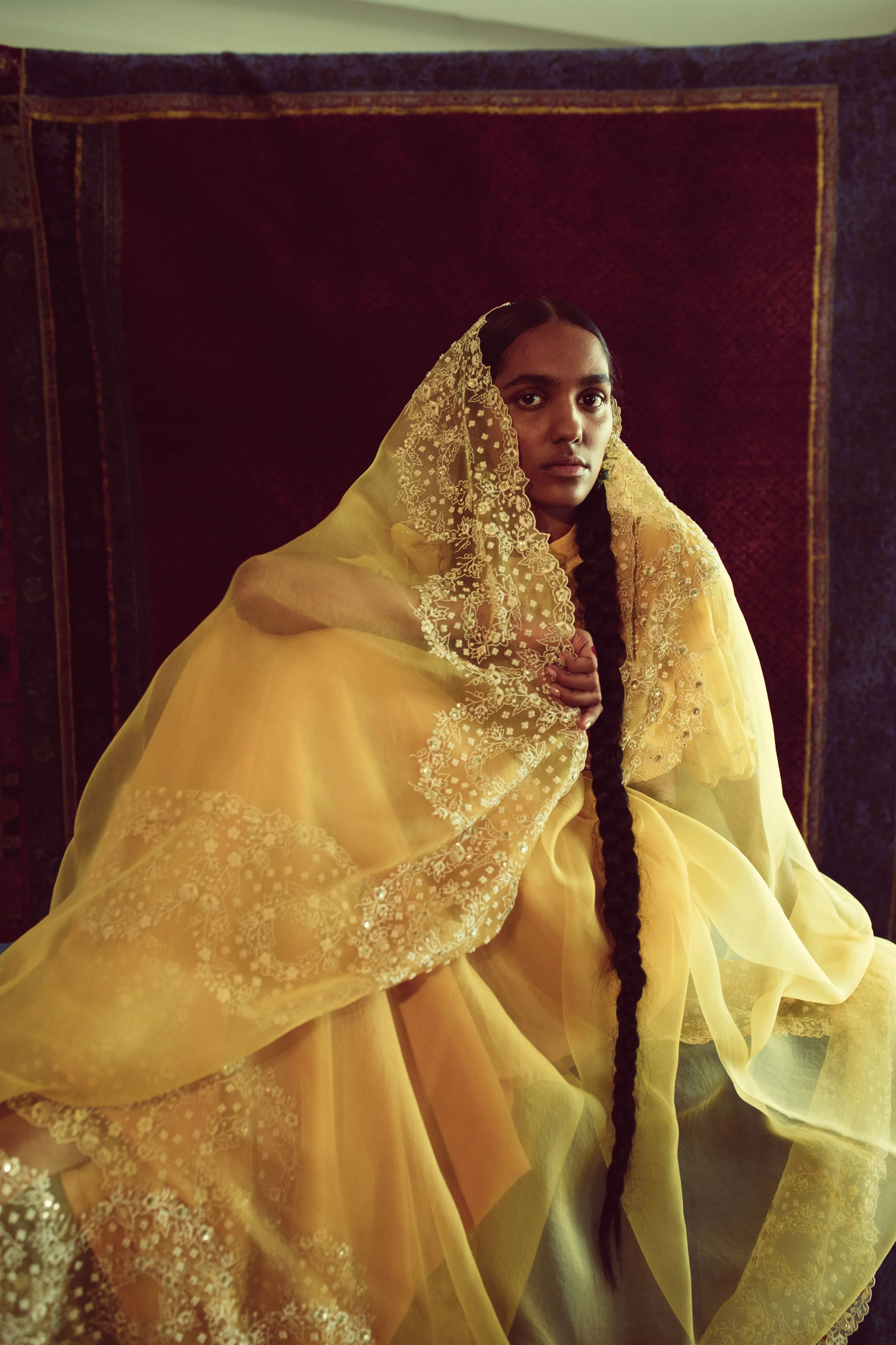 Sarang Kaur Windfields Mango Duet saree Organza silk Blouse piece Chanderi silk Chandni SK01262