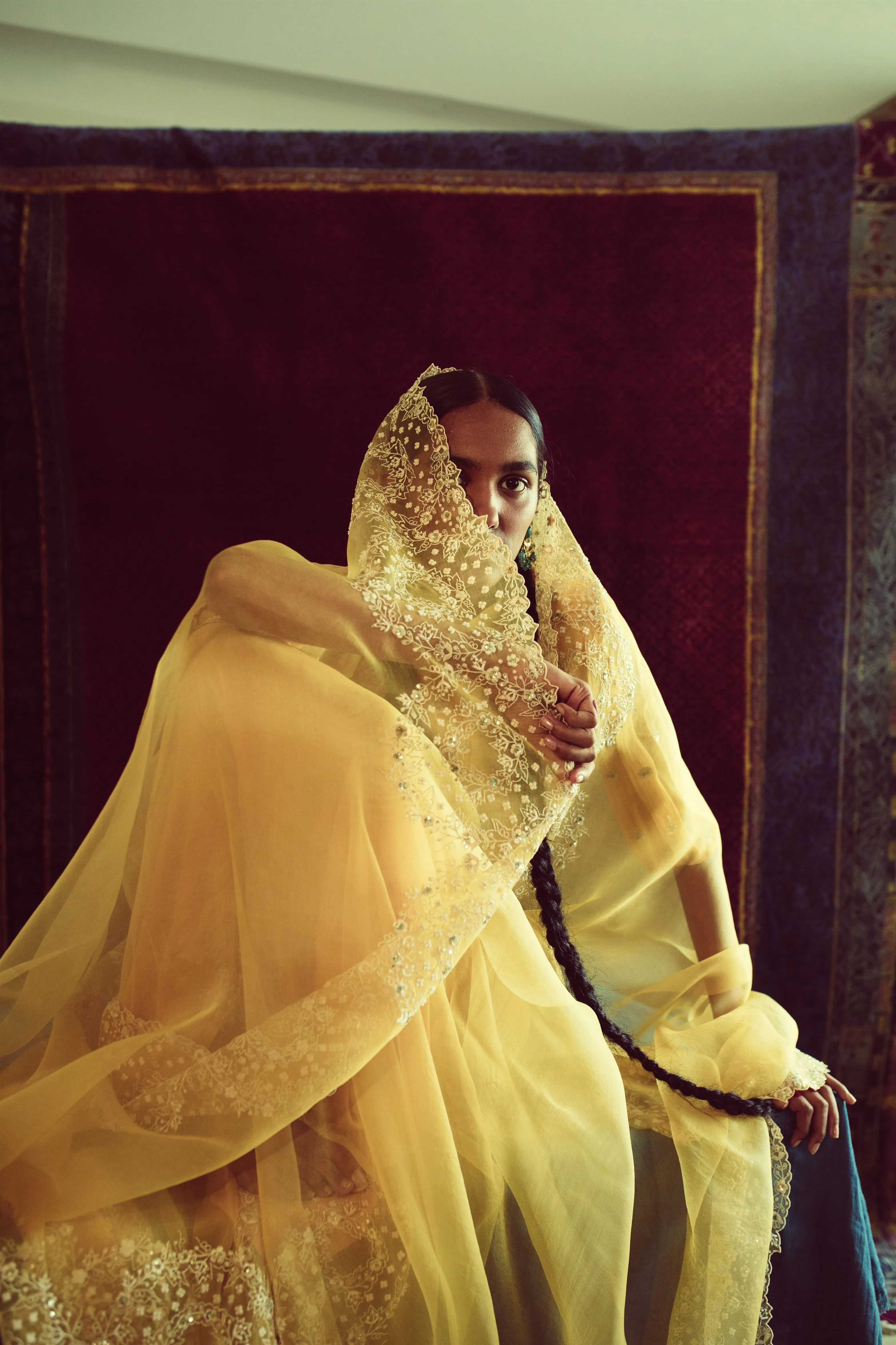 Sarang Kaur Windfields Mango Duet saree Organza silk Blouse piece Chanderi silk Chandni SK01262