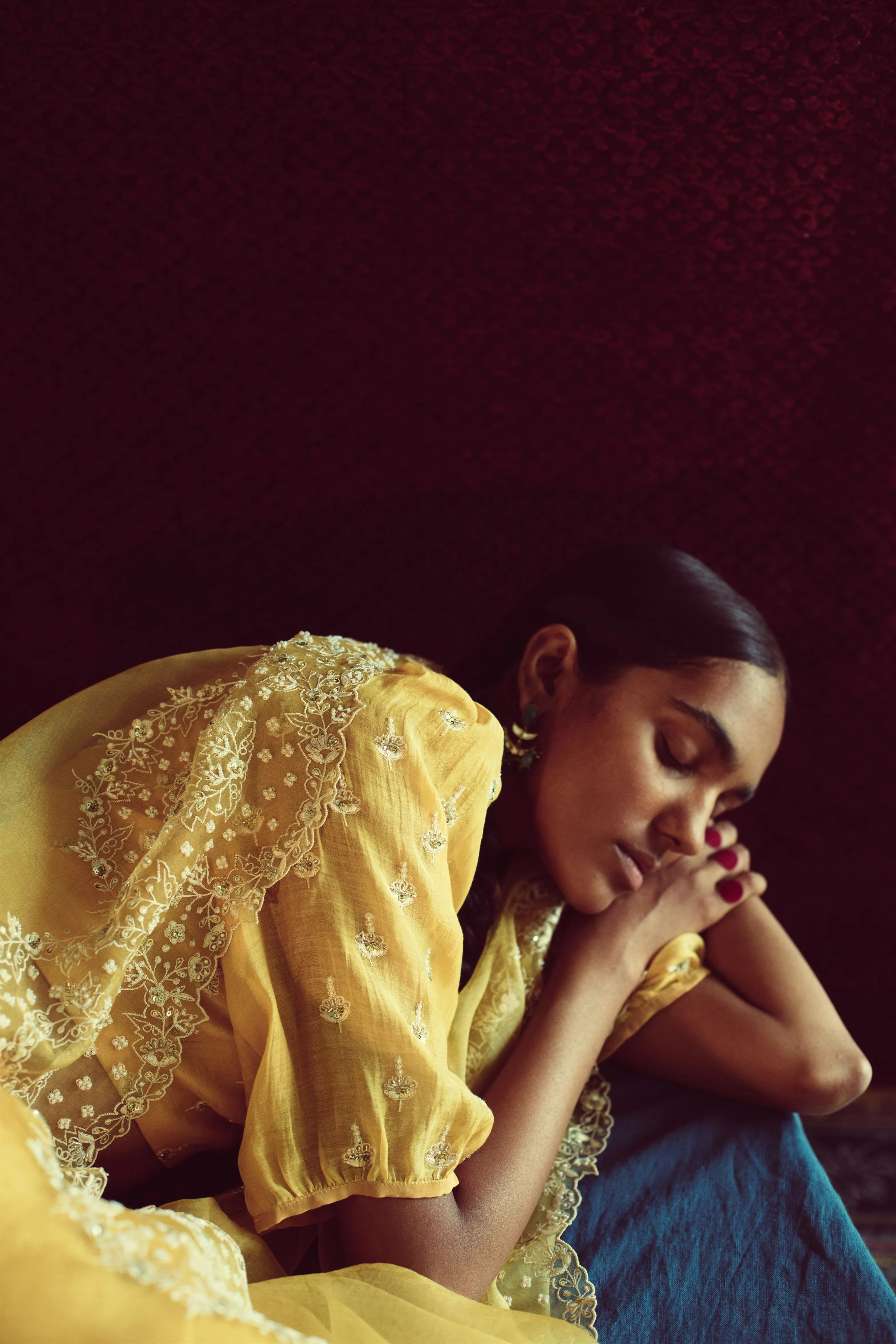 Sarang Kaur Windfields Mango Duet saree Organza silk Blouse piece Chanderi silk Chandni SK01262