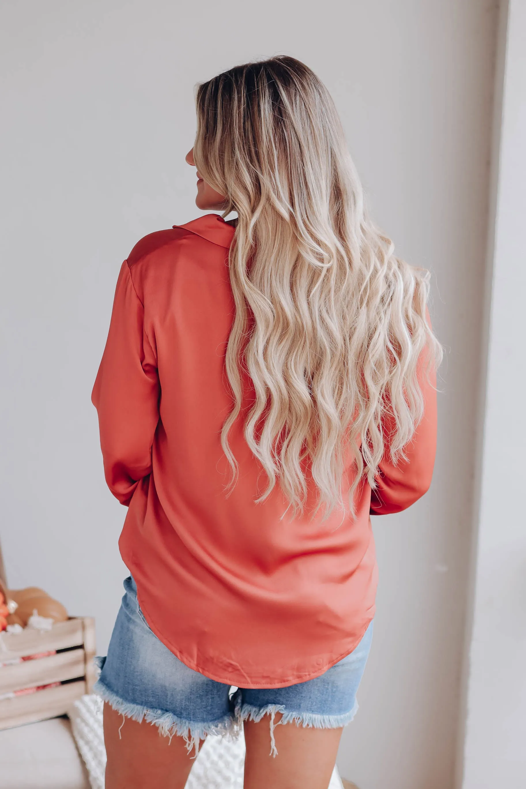 Satin Spice Button Up Blouse