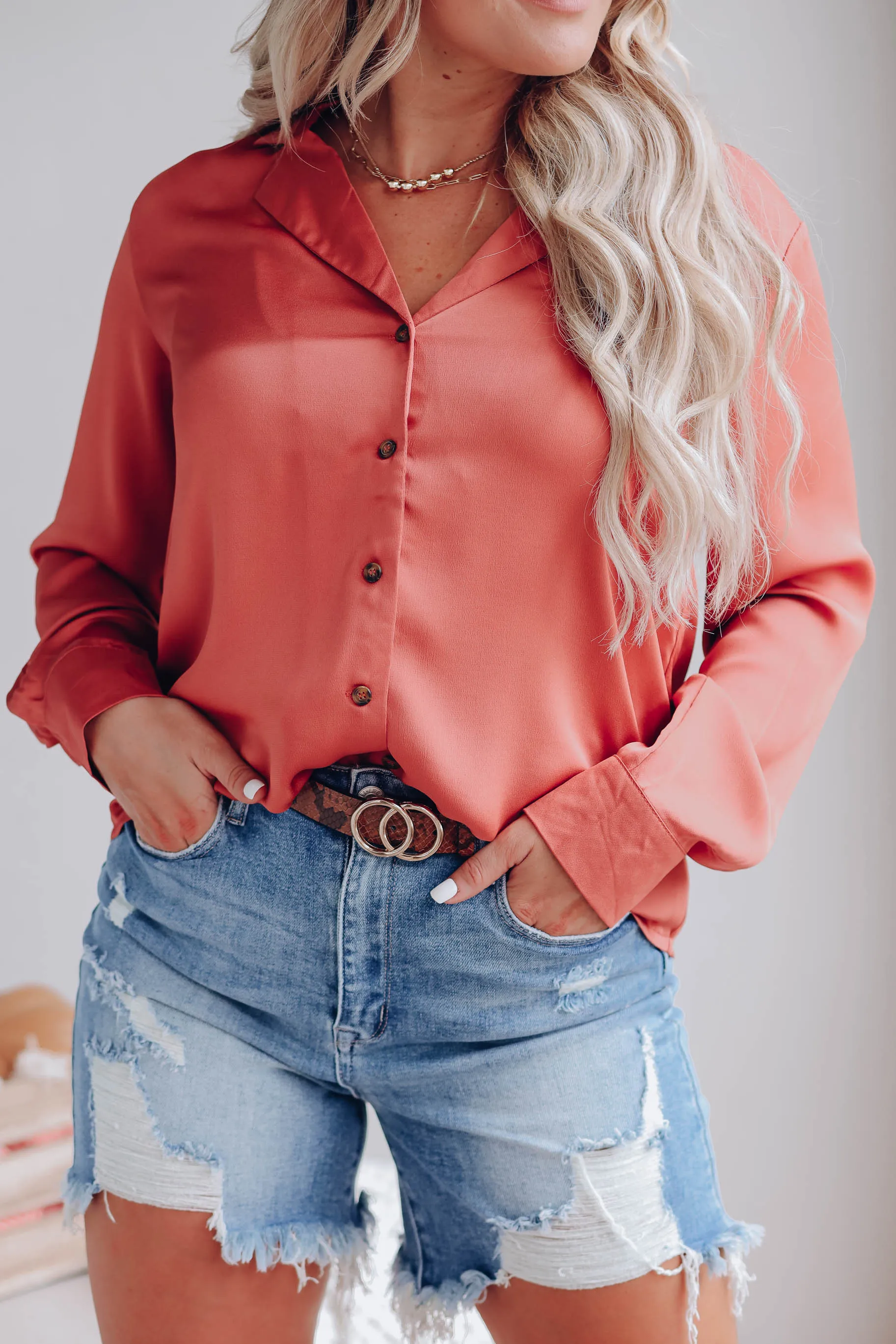 Satin Spice Button Up Blouse