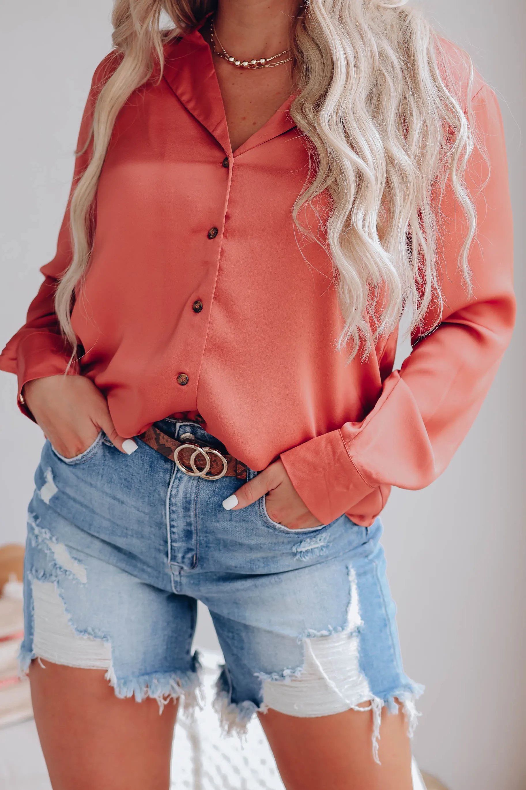 Satin Spice Button Up Blouse