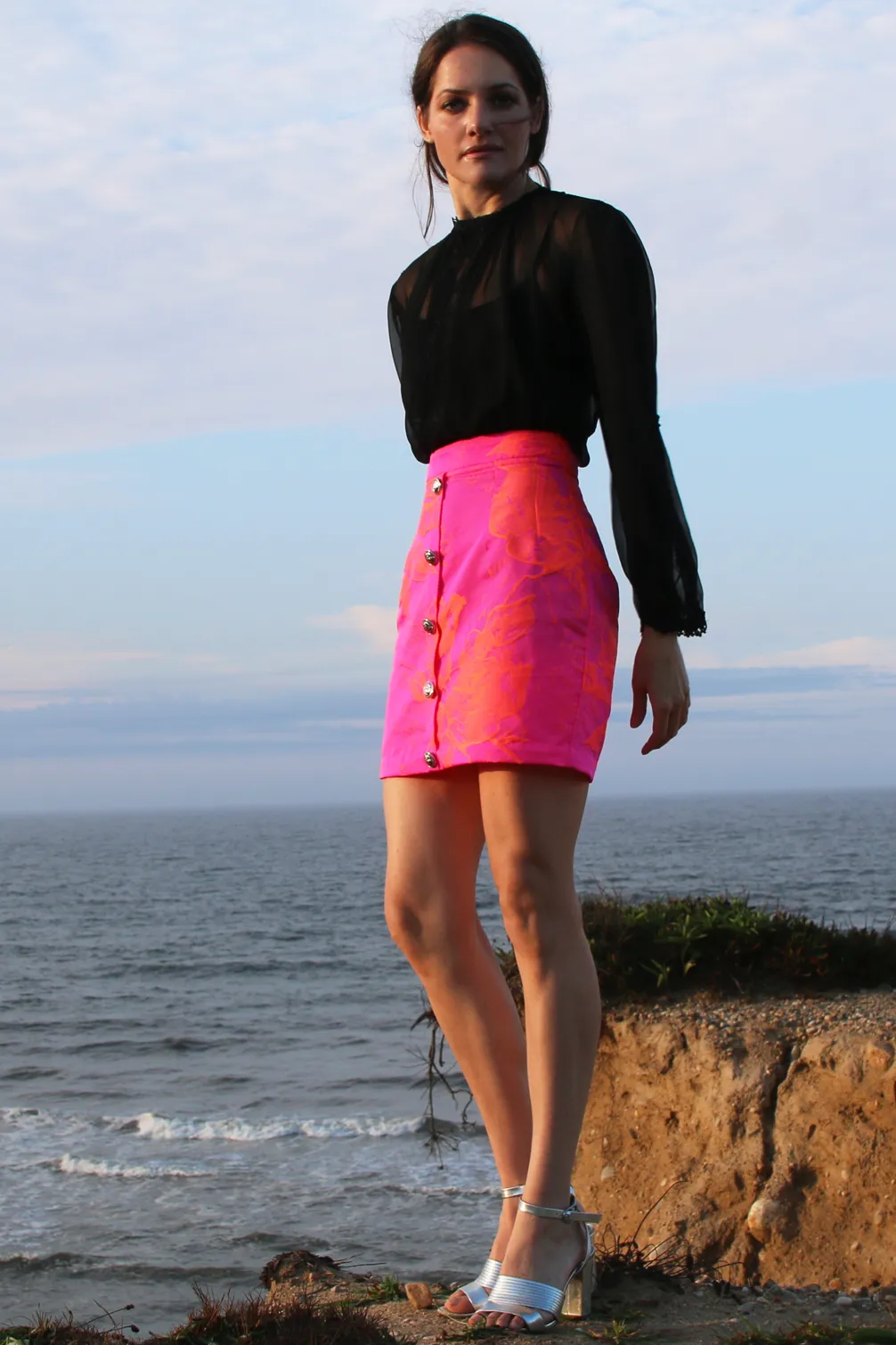Saturated Orange and Pink Mini Skirt