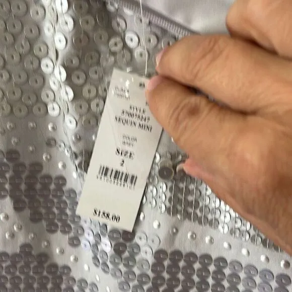 Sequin studs and leather Paulettes Gray pencil skirt