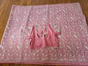 Shimmer georgette Lucknowi Saree