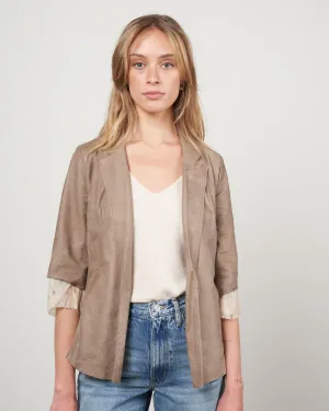 short sleeve blazer w/ solid chiffon - taupe brush