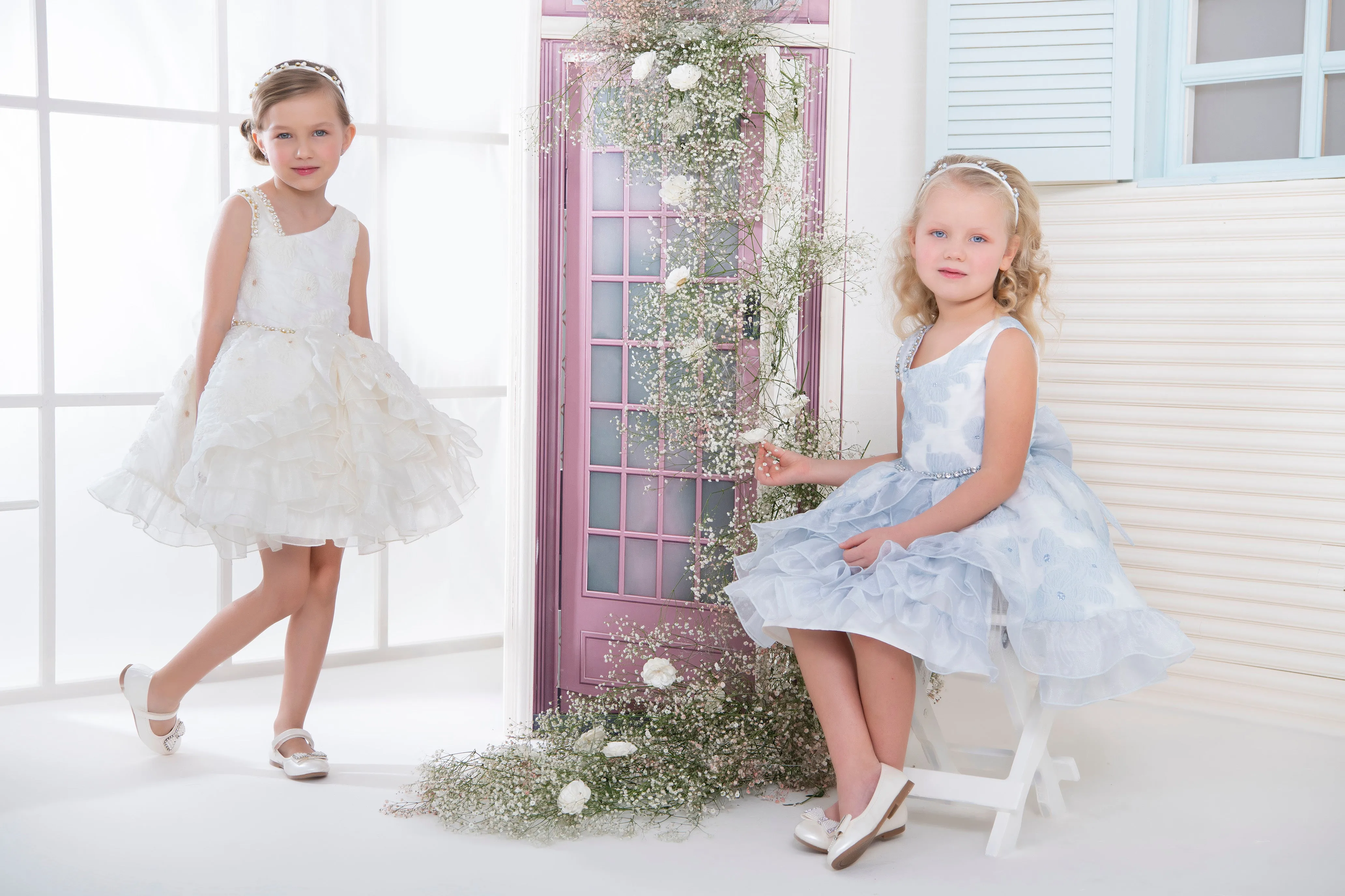 Shoulder Strap Knee Length Flower Girl Dress