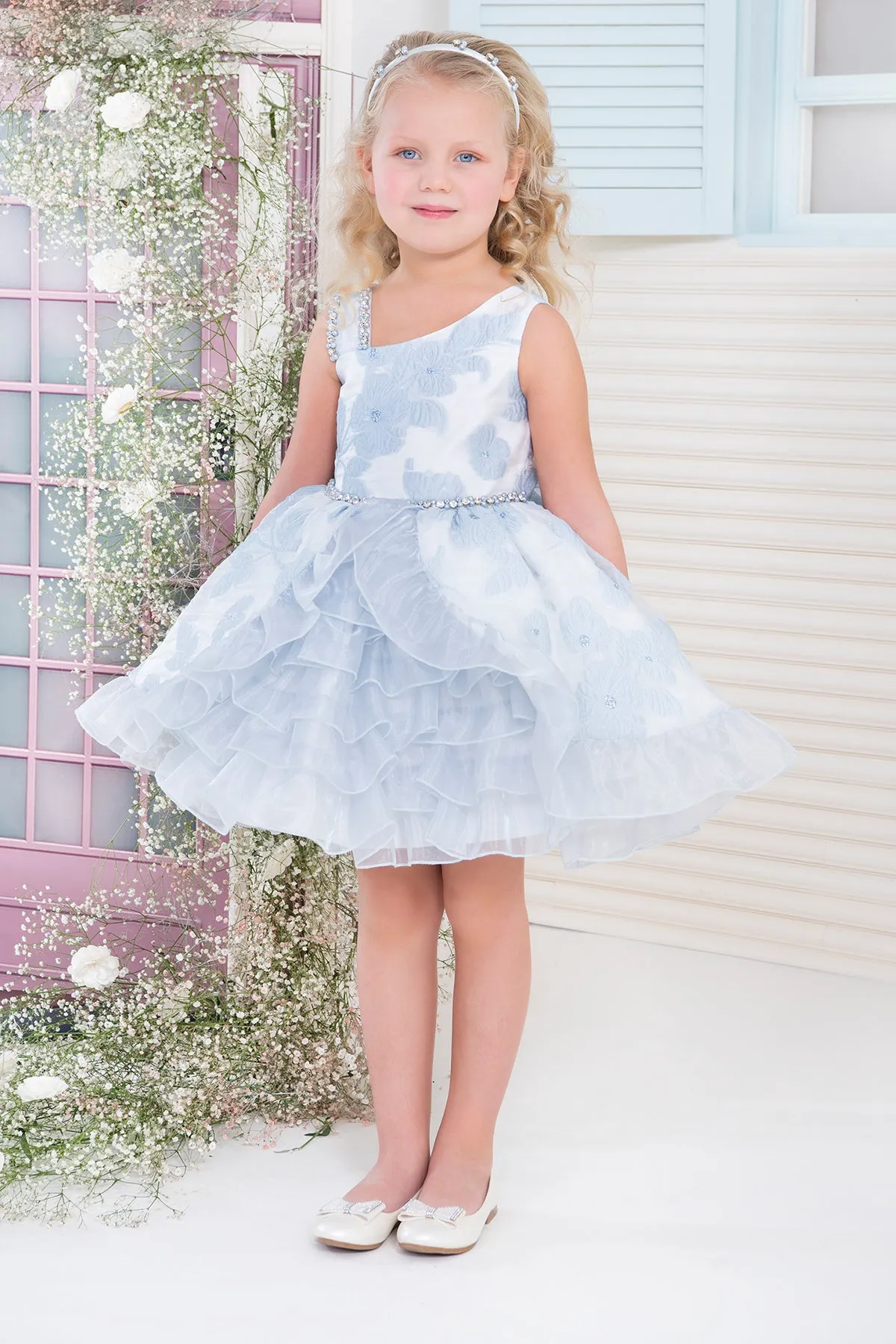 Shoulder Strap Knee Length Flower Girl Dress