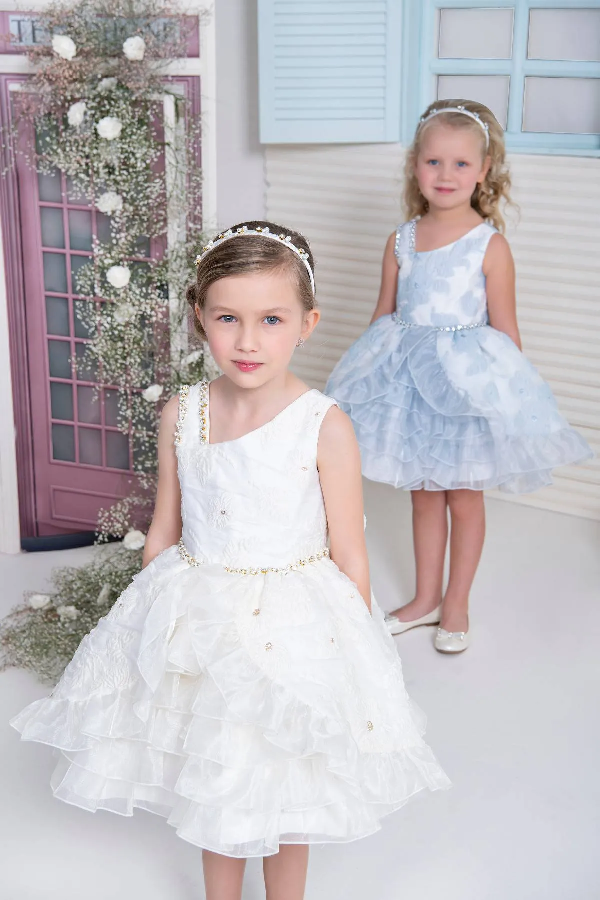 Shoulder Strap Knee Length Flower Girl Dress