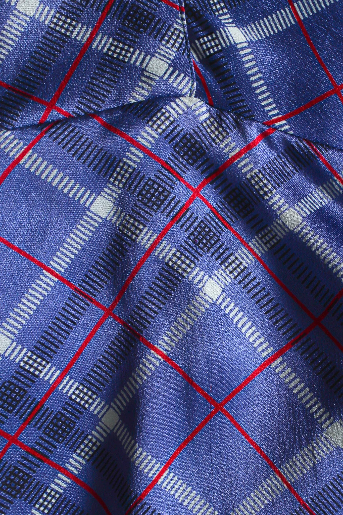 Silk Plaid Print Blouse