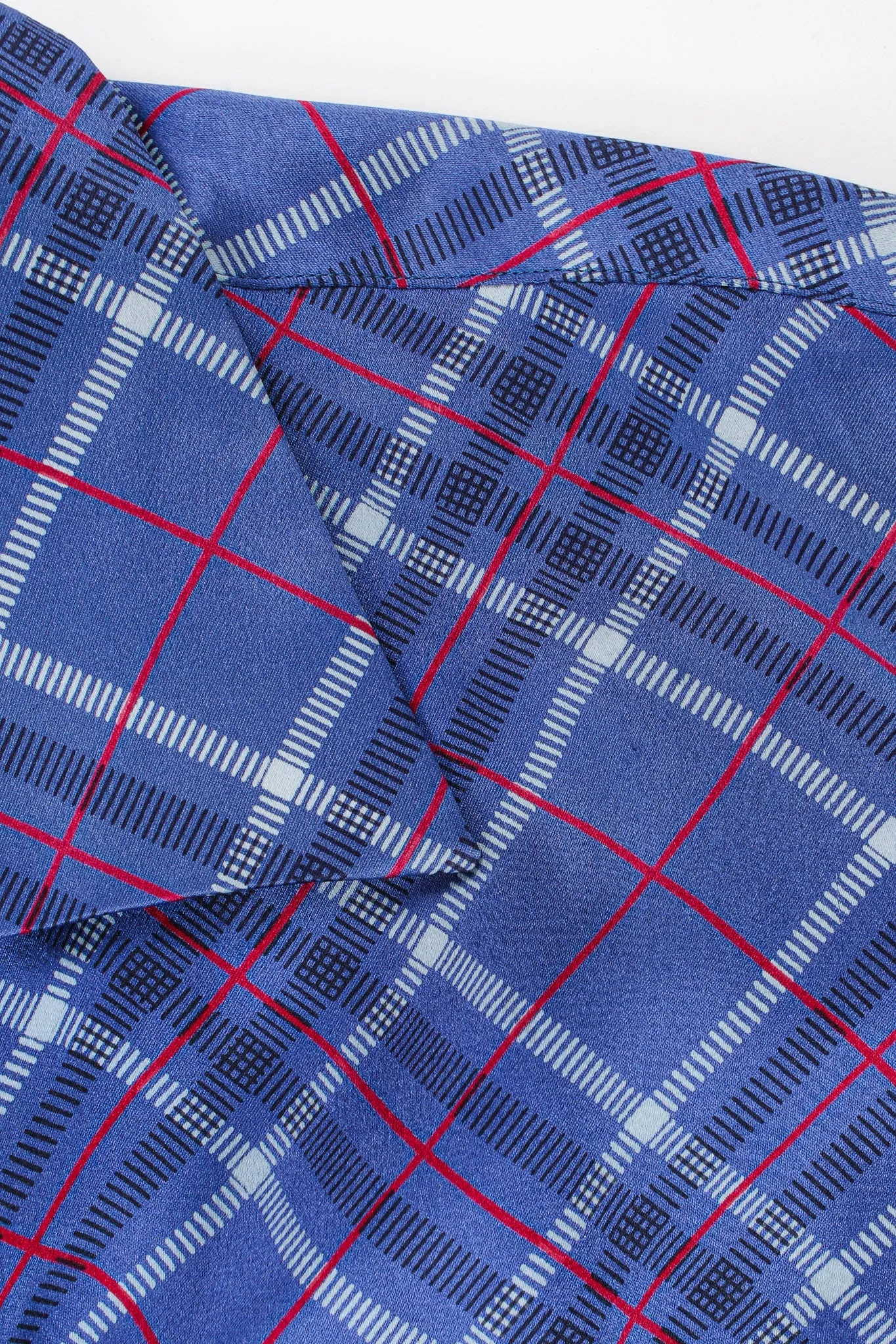 Silk Plaid Print Blouse
