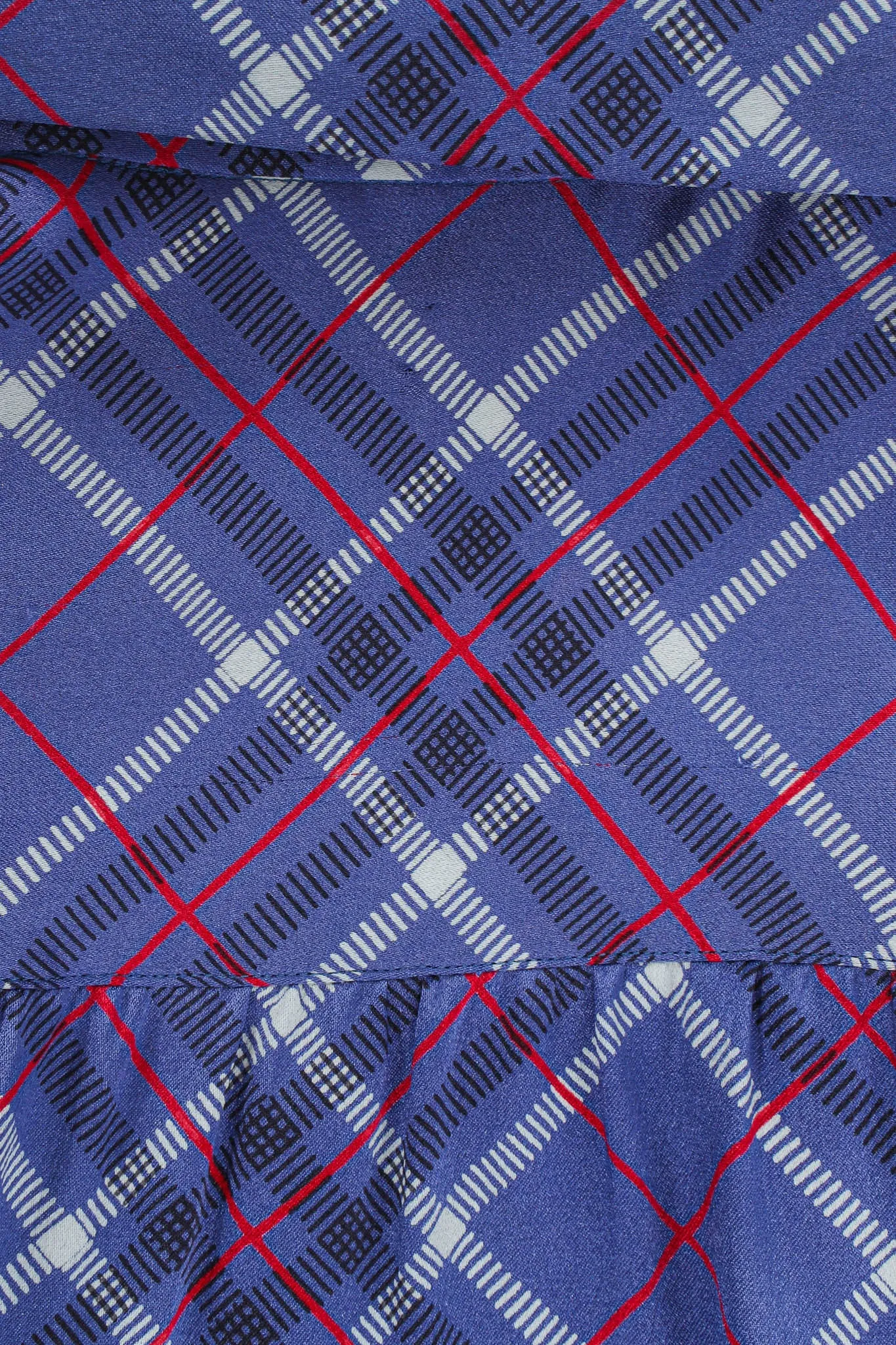 Silk Plaid Print Blouse