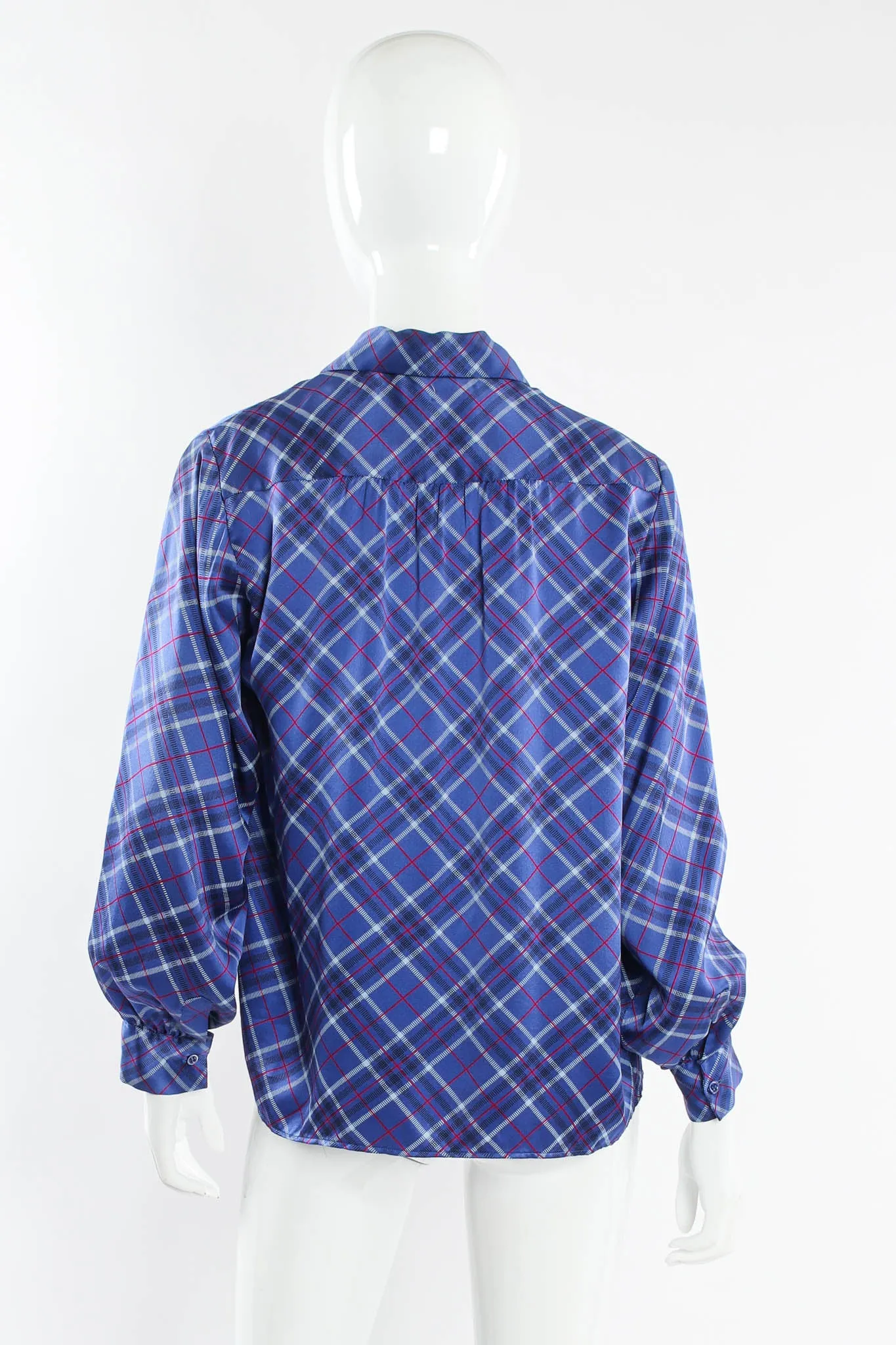 Silk Plaid Print Blouse