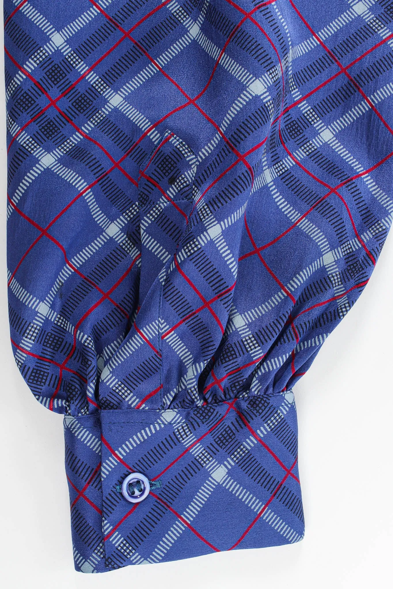 Silk Plaid Print Blouse