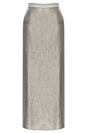 Silver Lamé Pencil Skirt