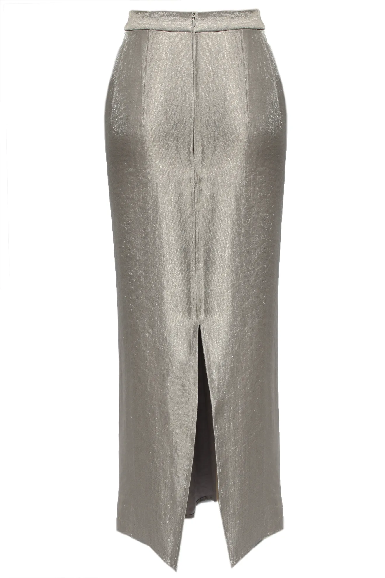 Silver Lamé Pencil Skirt