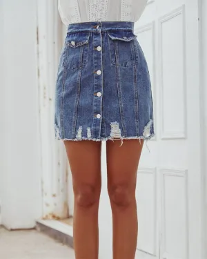 Single Breasted Denim Skirt