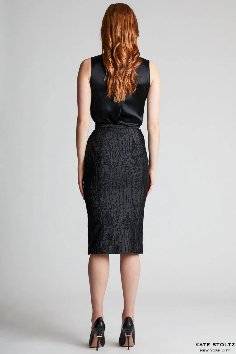 Size 4 Snakeskin Jacquard Pencil Skirt