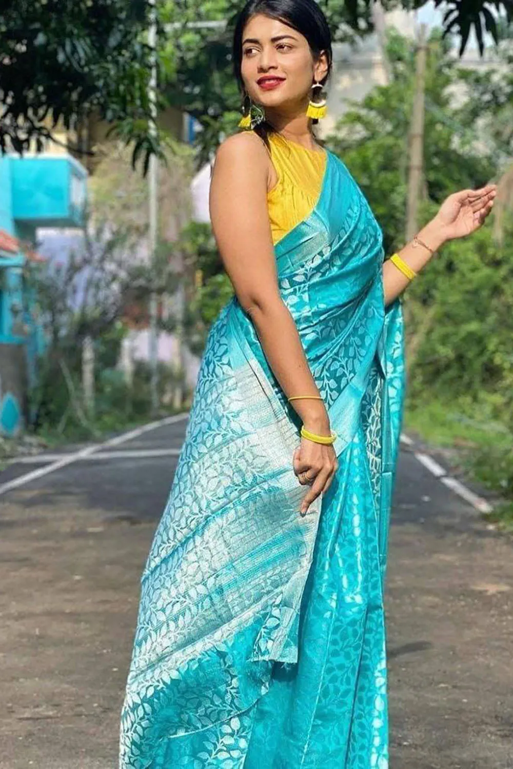 Sky Blue Soft Silk Saree With Zari Weaving Work