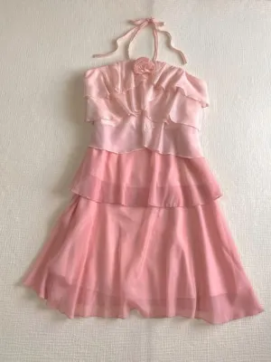 Sleeveless Pink Chiffon A-Line Short Prom Party Dress       fg6094
