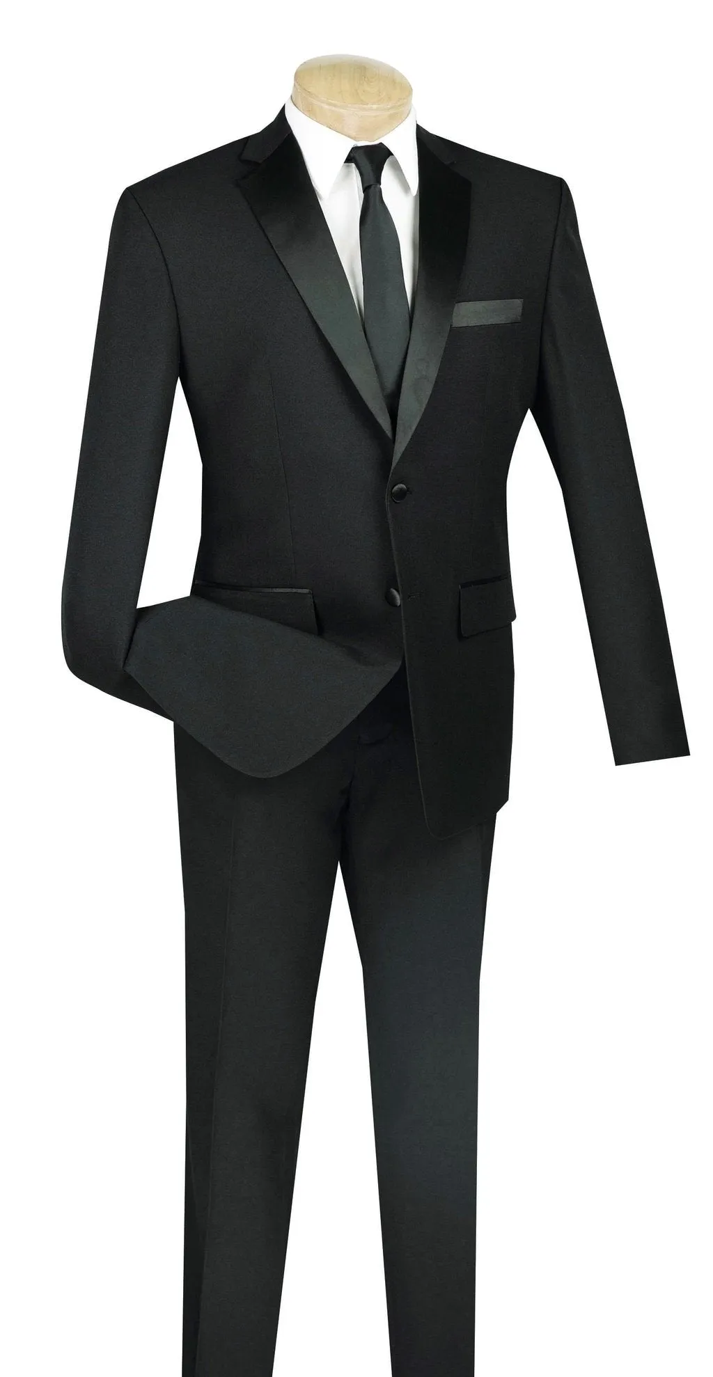 Slim Fit 2 Piece 2 Button Design Single Breasted Tuxedo (Black) T-SLPP