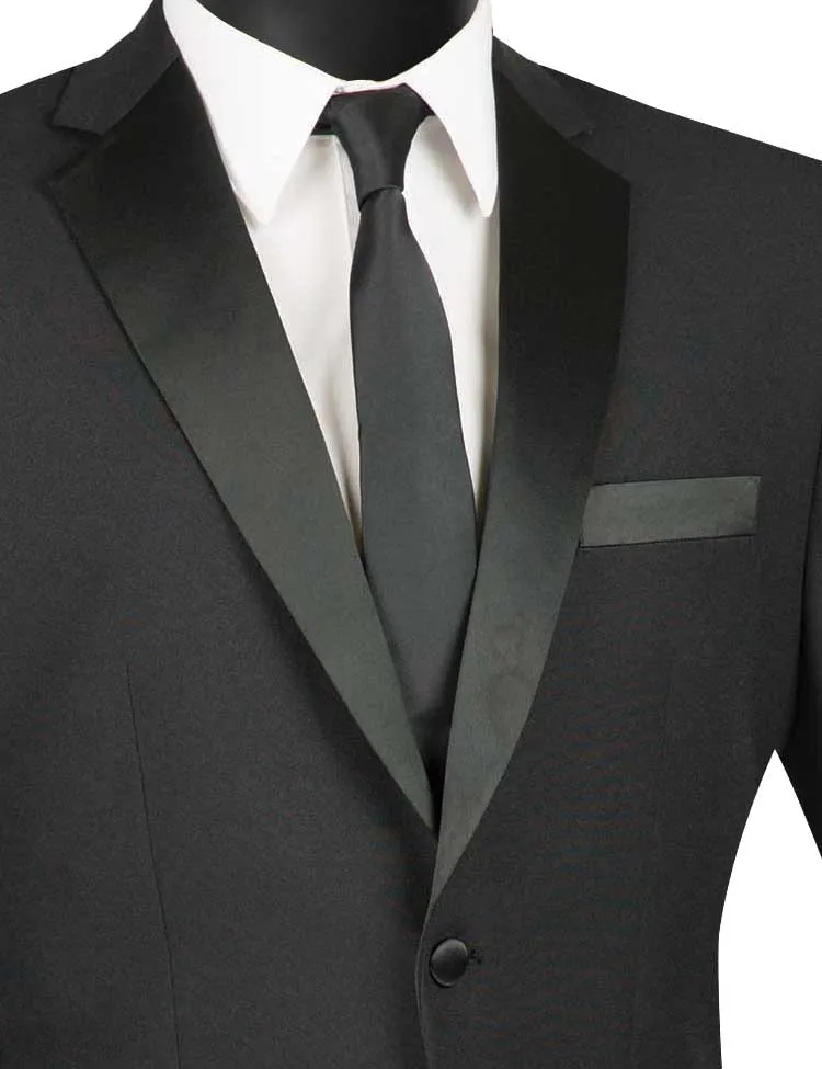 Slim Fit 2 Piece 2 Button Design Single Breasted Tuxedo (Black) T-SLPP