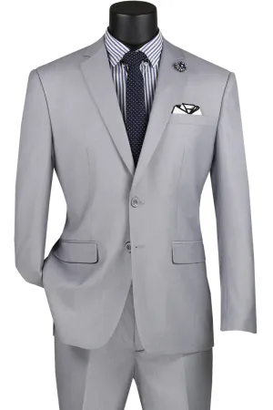 Slim Fit 2 Piece 2 Button Suit (Light Gray) SC900-12