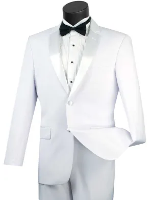 Slim Fit 2 Piece 2 Buttons Design Tuxedo (White) T-SC900