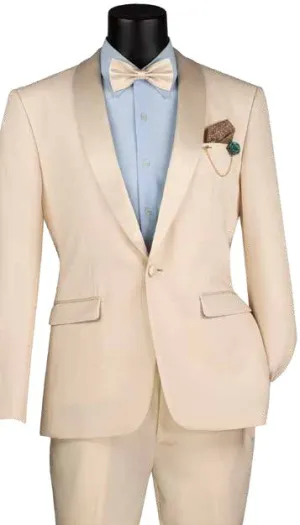 Slim Fit 2 Piece Stretch Fabric Suit Champagne TSS-2
