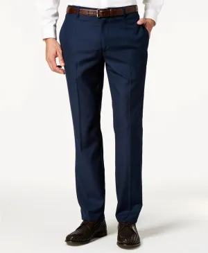 Slim Fit Flat Front Pre-Hemmed Dress Pants (Navy) OS-900