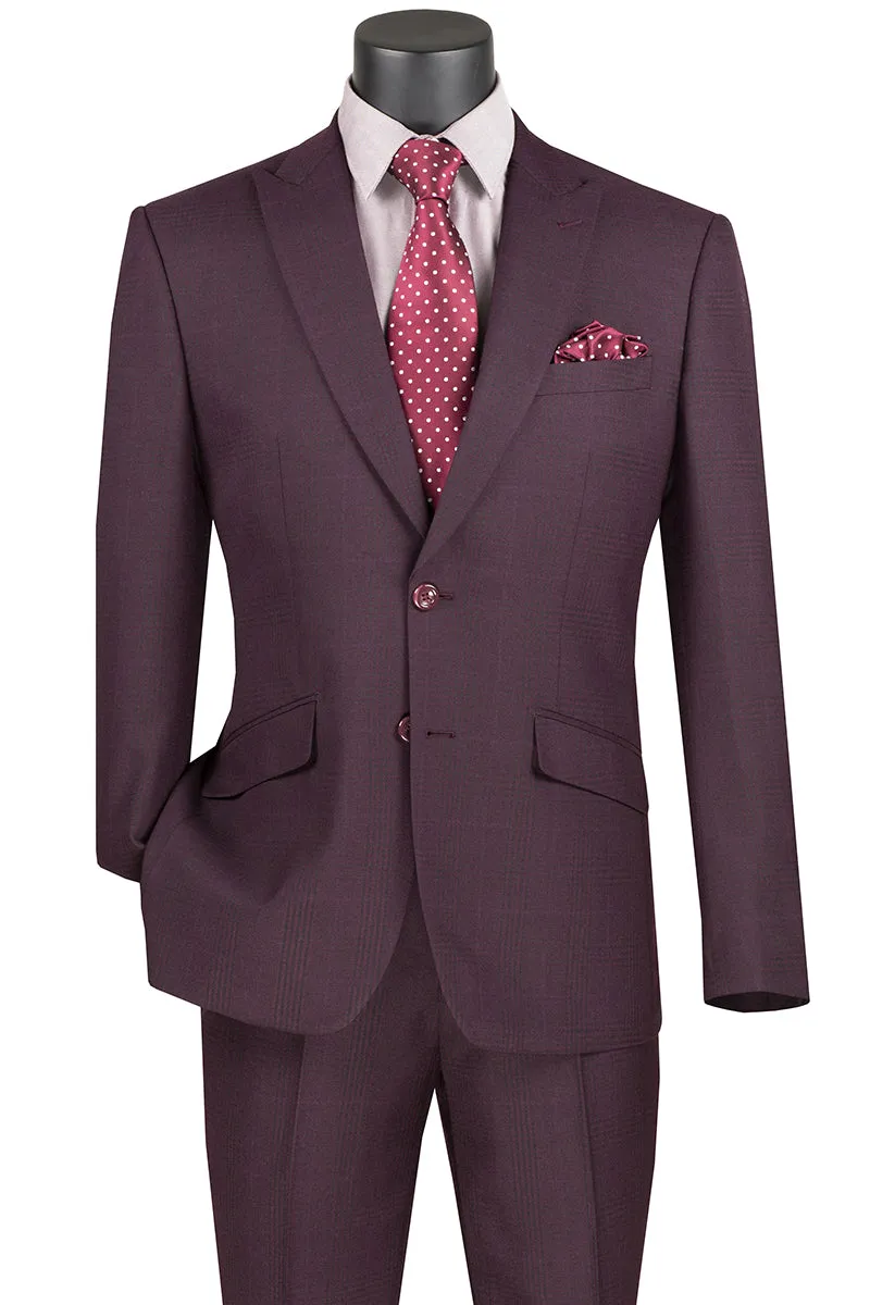 Slim Fit Suit with Peak Lapel and Stretch Armhole (Burgundy) S2RW-1