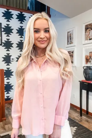Soft Pink Back Pleat Button Down