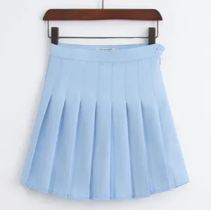Solid Pleated Mini Skirt