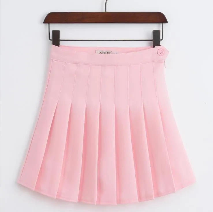Solid Pleated Mini Skirt
