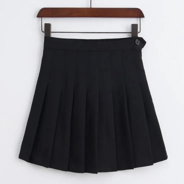 Solid Pleated Mini Skirt