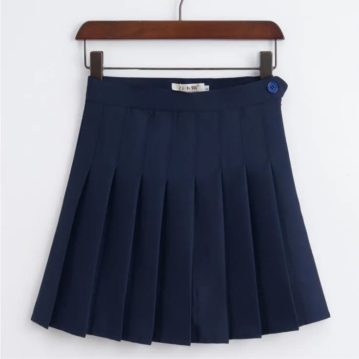 Solid Pleated Mini Skirt