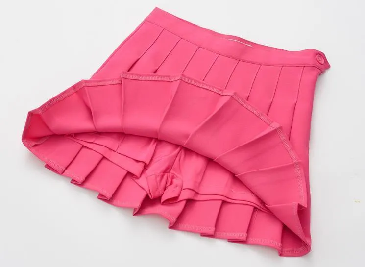 Solid Pleated Mini Skirt