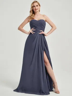 Stormy Strapless Floor-Length A-Line Chiffon Bridesmaid Dress with Slit